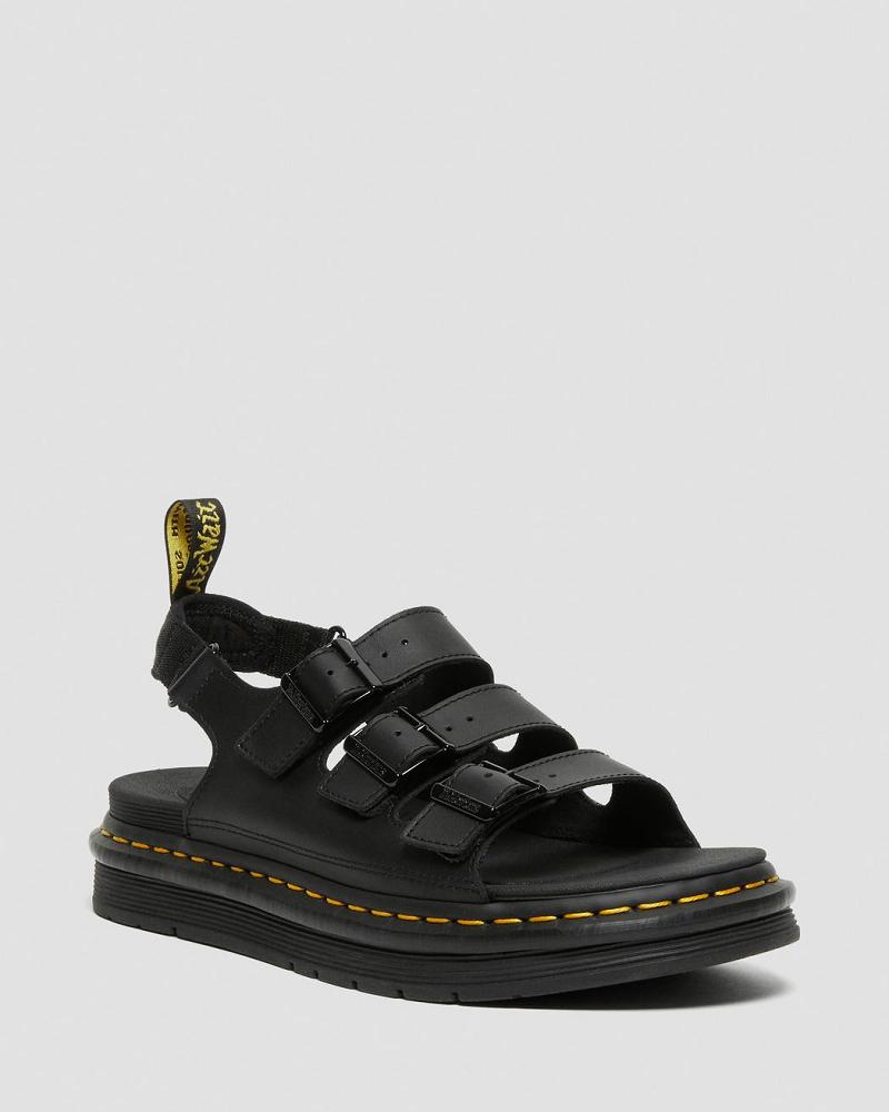 Dr Martens Soloman Men\'s Leren Sandalen Met Riem Heren Zwart | NL 165RVD